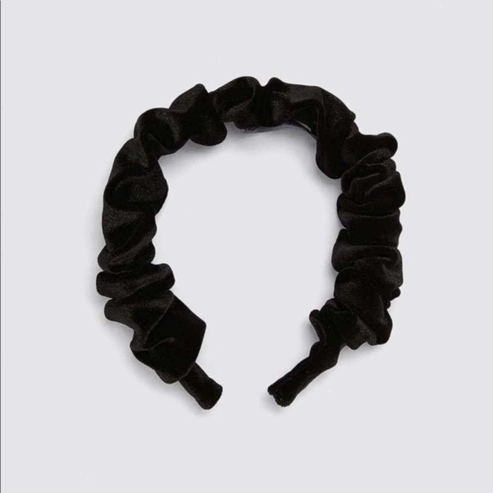 ZARA Black Velvet Scrunchie Rigid Headband